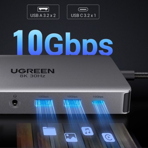 HUB Ugreen CM681 15978 13w1 USB-C - 2x USB-A 3.2 / 2x USB-A 3.0 / USB-C 3.2 / 2x HDMI / RJ45 / SD i TF / AUX / USB-C PD