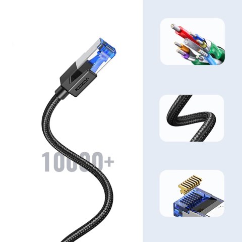 Kabel Ugreen NW153 Ethernet RJ45 Cat8 miedziany rdzeń 1.5m - czarny