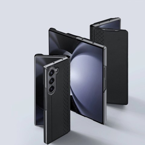Etui Dux Ducis Brill skórzane na Samsung Galaxy Z Fold 6 z klapką i kieszonką na kartę - czarne