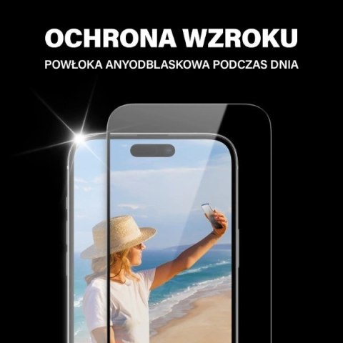 Szkło hartowane PanzerGlass Ultra-Wide Fit z filtrem odblasków i niebieskiego światła z pozycjonerem na iPhone 15 Plus