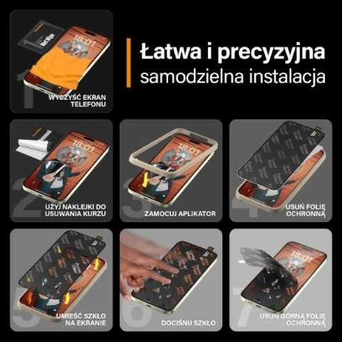 Szkło hartowane PanzerGlass Ultra-Wide Fit z filtrem odblasków i niebieskiego światła z pozycjonerem na iPhone 15 Plus