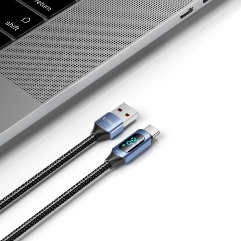 Kabel Tech-Protect UltraBoost z wyświetlaczem LED USB-C / USB-A 66W 6A 1m - niebieski