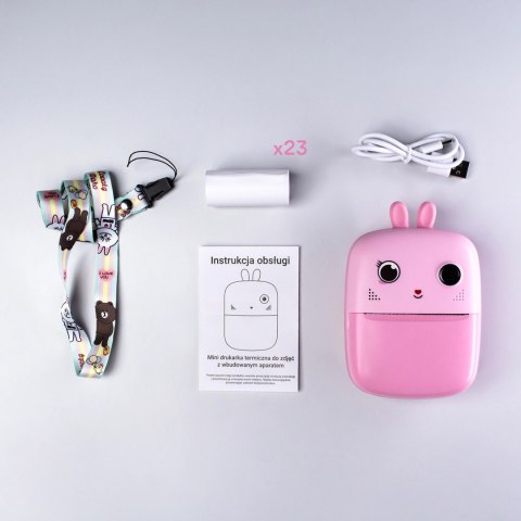 Mini drukarka termiczna dla dzieci z aparatem fotograficznym i kamerą - różowa