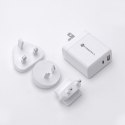 Ładowarka sieciowa do telefonu Forcell F-Energy 3w1 USB C + USB A QC4.0 PD 3A 45W z trzema wymiennymi wtyczkami (EU / UK / US) T