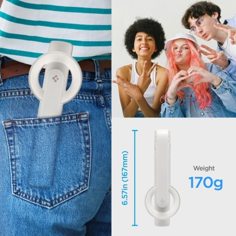 Selfie stick Spigen S571W MagSafe Bluetooth z tripodem - beżowy