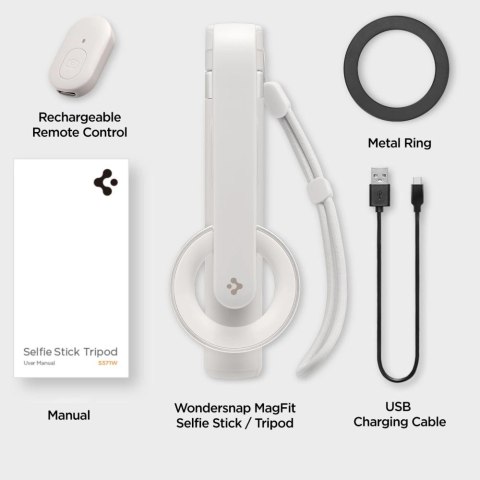 Selfie stick Spigen S571W MagSafe Bluetooth z tripodem - beżowy