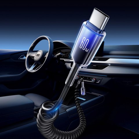 Kabel spiralny Joyroom S-A43 Crystal-Clear Series 60W USB-C - USB-C 1,5m - czarny
