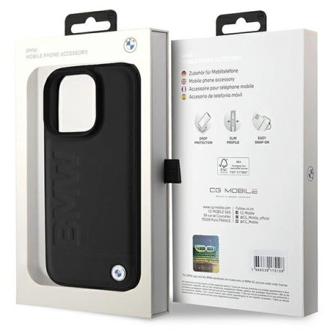 Etui BMW Leather Hot Stamp na iPhone 16 Pro Max - czarne