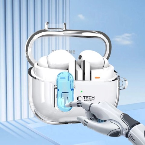 Etui Tech-Protect FlexAir z karabińczykiem na Samsung Galaxy Buds 3 / 3 Pro - przezroczyste