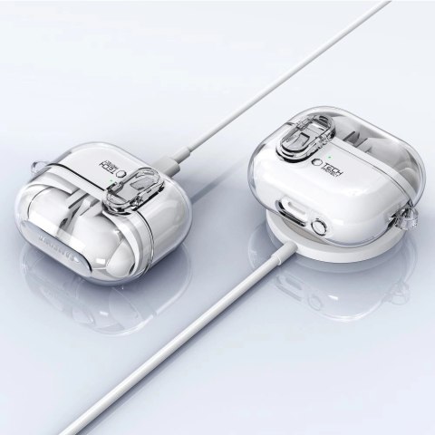 Etui Tech-Protect FlexAir z karabińczykiem na Samsung Galaxy Buds 3 / 3 Pro - przezroczyste