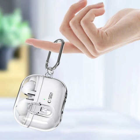 Etui Tech-Protect FlexAir z karabińczykiem na Samsung Galaxy Buds 3 / 3 Pro - przezroczyste