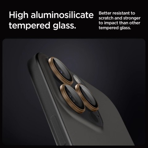 Osłona Aparatu Spigen Optik Pro GLAS.TR "EZ FIT" Camera Protector 2-PACK na iPhone 16 Pro / Pro Max - brązowa