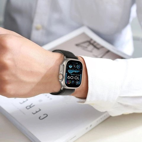 Pasek Tech-Protect Nylon Stripe na Apple Watch 6 / 7 / 8 / 9 / 10 / SE / Ultra 1 / 2 (44 / 45 / 46 / 49 MM) - czarno-pomarańczow