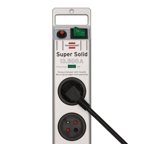 Listwa antyprzepięciowa Brennenstuhl Super-Solid 8 gniazd 2,5m 13.500A - srebrna