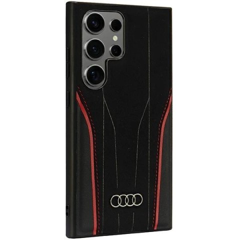 Audi Genuine Leather MagSafe S24 Ultra S928 czarno-czerwony/black-red hardcase AU-TPUPCS24U-R8/D3-RD