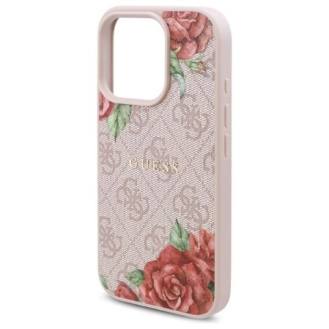 Etui Guess 4G Flowers Print MagSafe na iPhone 16 Pro 6.3" - różowe