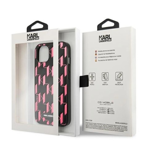 Etui Karl Lagerfeld Monogram Plaque na iPhone 13 / 14 / 15 6,1" - różowe