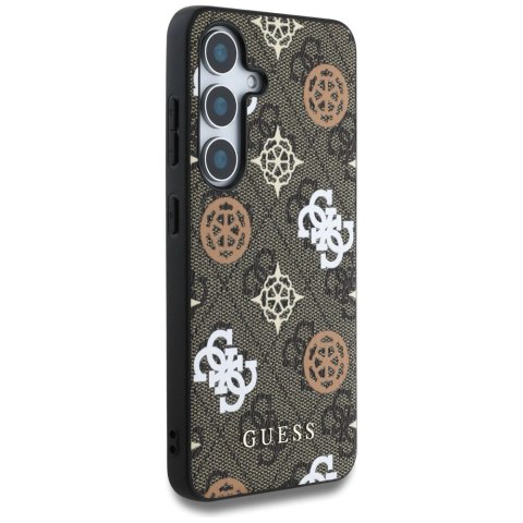 Etui Guess 4G Printed Colored Peony Pattern MagSafe do Samsung Galaxy S25 brązowy