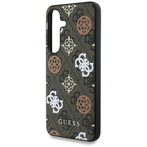 Etui Guess 4G Printed Colored Peony Pattern MagSafe do Samsung Galaxy S25 brązowy