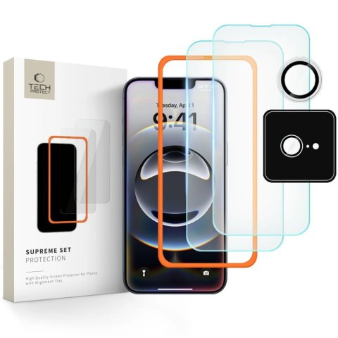 Szkło hartowane Tech-Protect Supreme Set 3-Pack na iPhone 16e - przezroczyste
