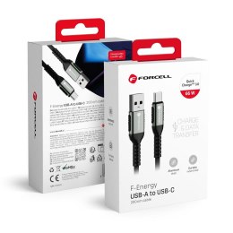 Kabel USB A do USB C Forcell F-Energy QC3.0 3A 66W Cafule 3 m C256 czarny
