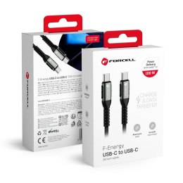 Kabel USB C do USB C Forcell F-Energy QC4.0 PD 5A 100W Cafule 2 m C260 czarny