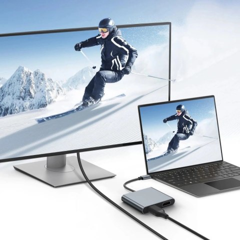 Adapter Tech-Protect HB08 4w1 USB-C + USB2.0 + 2 x HDMI 4K 60HZ - szary Adapter Tech-Protect HB08 4w1 USB-C + USB2.0 + 2 x HDMI 4K 60HZ - szary