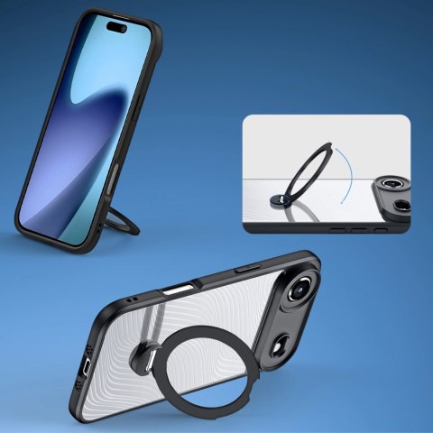 Etui Dux Ducis Aimo Mag z pierścieniem magnetycznym i podstawką na iPhone 17 Air - czarne