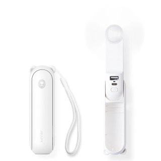 Mini wentylator Jisulife Handheld Fan Life8 Plus przenośny wiatraczek USB z funkcją powerbanka 4500mAh i latarką - biały