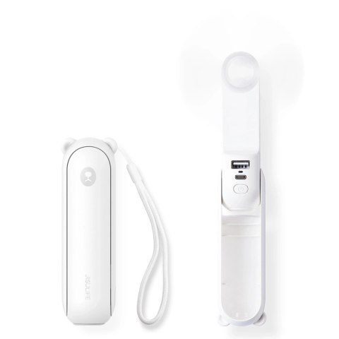 Mini wentylator Jisulife Handheld Fan Life8 Plus przenośny wiatraczek USB z funkcją powerbanka 4500mAh i latarką - biały Mini wentylator Jisulife Handheld Fan Life8 Plus przenośny wiatraczek USB z funkcją powerbanka 4500mAh i latarką - biały