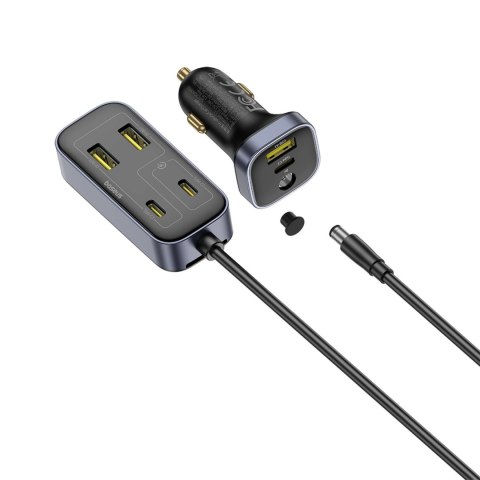 Ładowarka samochodowa Baseus BackseatPal L1 110W 3 x USB-A + 3 x USB-C z przedłużaczem 1,5 m - czarna