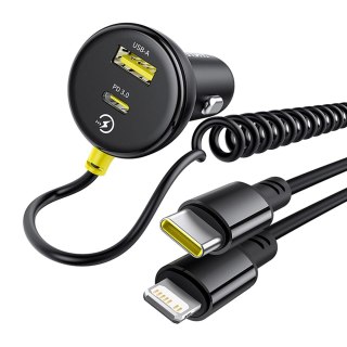 Ładowarka samochodowa Baseus Circular 60W USB-A + USB-C z wbudowanym kablem Lightning + USB-C 1,4 m - czarna