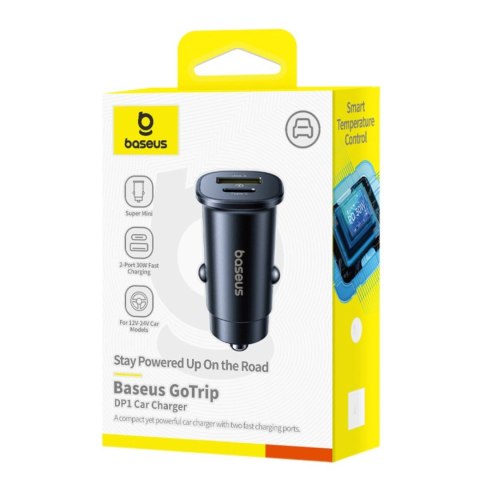 Ładowarka samochodowa Baseus GoTrip USB-C / USB-A 30W - czarna