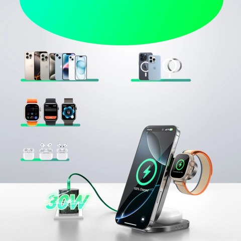 Ładowarka indukcyjna Joyroom JR-W17 Qi 3w1 bezprzewodowa - czarna