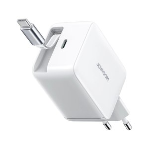 Ładowarka sieciowa Joyroom JR-TCL06 67W GaN z wbudowanym zwijanym kablem USB-C - biała