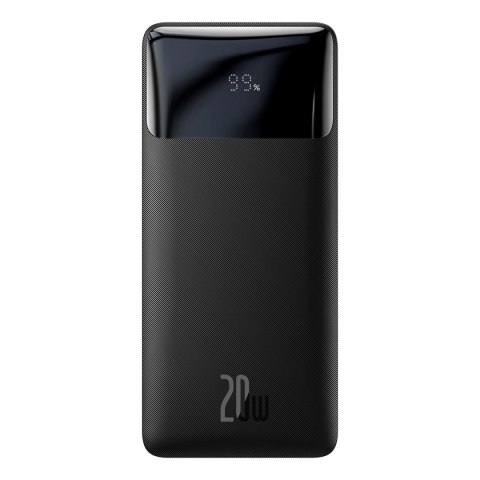 Baseus Bipow powerbank z szybkim ładowaniem 10000mAh 20W czarny (Overseas Edition) + kabel USB-A - Micro USB 0.25m czarny (PPBD0