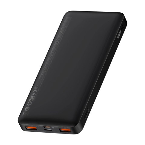 Baseus Bipow powerbank z szybkim ładowaniem 10000mAh 20W czarny (Overseas Edition) + kabel USB-A - Micro USB 0.25m czarny (PPBD0