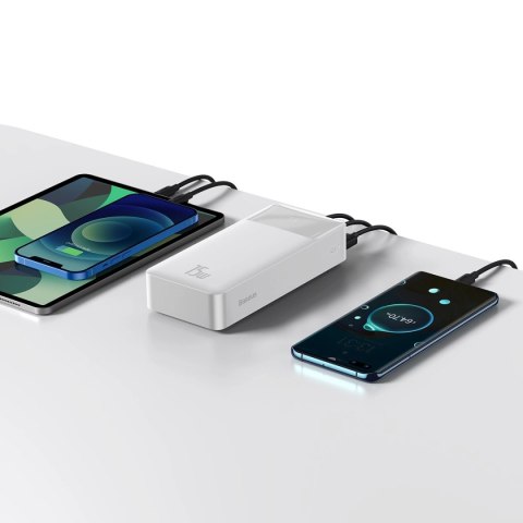 Baseus Bipow powerbank z wyświetlaczem 30000mAh 15W biały (Overseas Edition) + kabel USB-A - Micro USB 0.25m biały (PPBD050202)