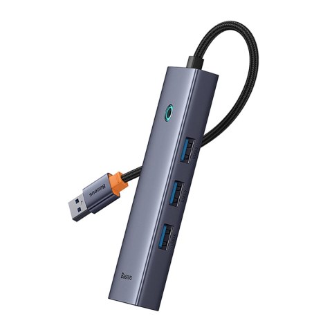 Hub USB-A 4w1 Baseus UltraJoy 3 x USB-A 3.0 + RJ45 - szary