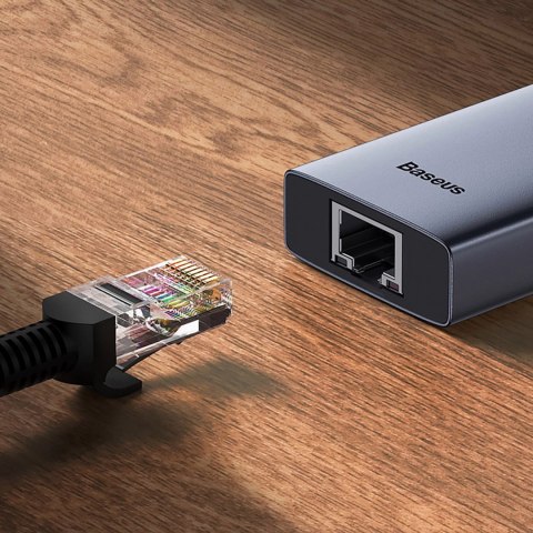 Hub USB-A 4w1 Baseus UltraJoy 3 x USB-A 3.0 + RJ45 - szary