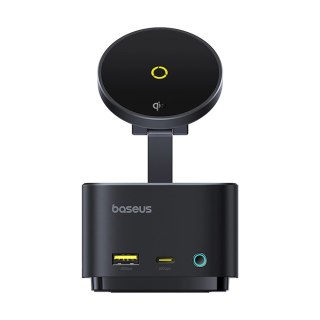 Hub USB-C 7w1 Baseus MagPro Series II z ładowarką kompatybilną z MagSafe 15W + HDMI + USB-A + USB-C + SD/TF - czarny