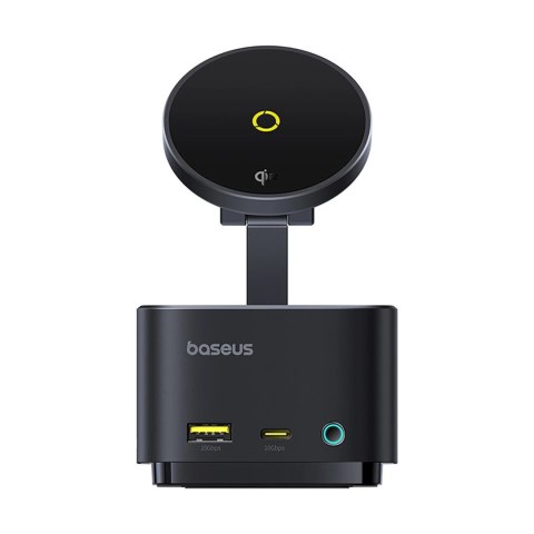 Hub USB-C 7w1 Baseus MagPro Series II z ładowarką kompatybilną z MagSafe 15W + HDMI + USB-A + USB-C + SD/TF - czarny