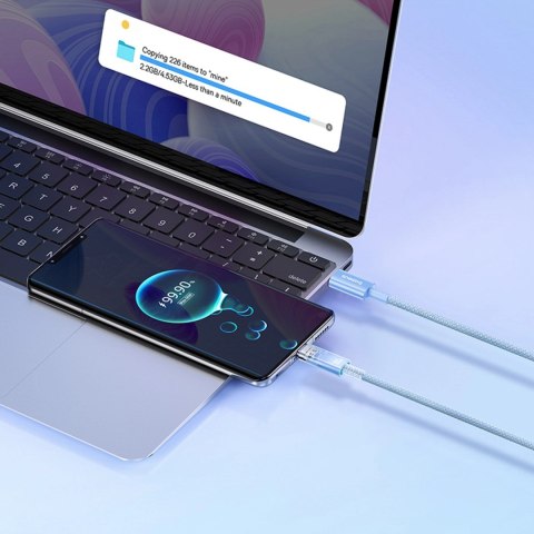 Kabel Baseus Explorer 100W USB-C - USB-C z inteligentnym czujnikiem temperatury 1m - niebieski