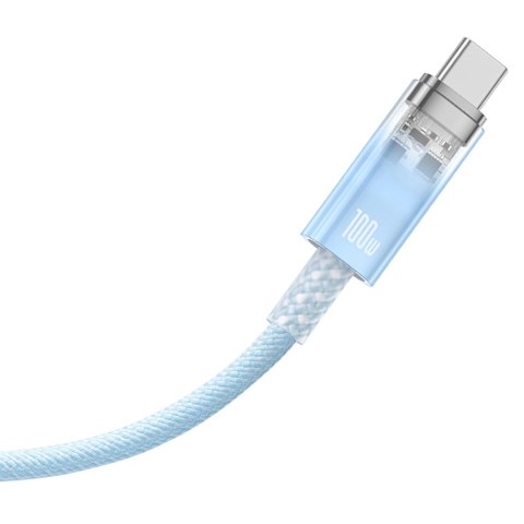 Kabel Baseus Explorer 100W USB-C - USB-C z inteligentnym czujnikiem temperatury 2m - niebieski