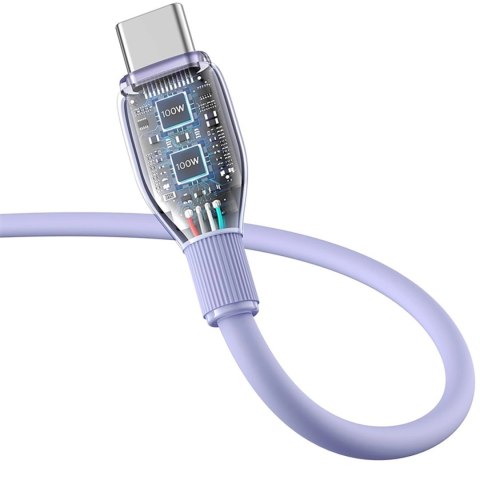 Kabel Baseus Pudding 100W USB-A - USB-C 2m - fioletowy