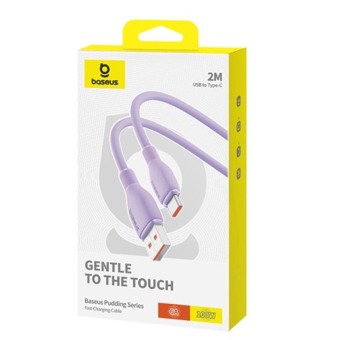 Kabel Baseus Pudding 100W USB-A - USB-C 2m - fioletowy