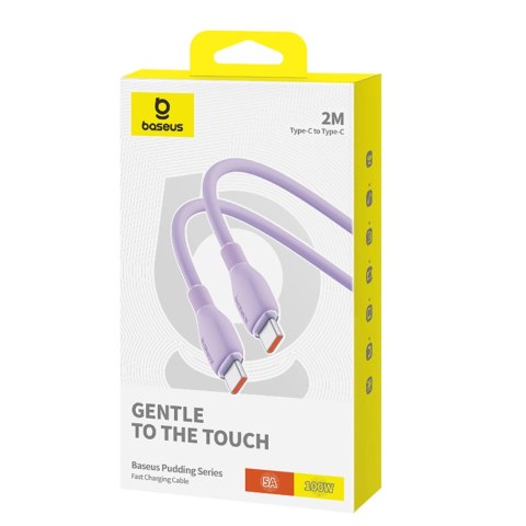 Kabel Baseus Pudding 100W USB-C - USB-C 2m - fioletowy