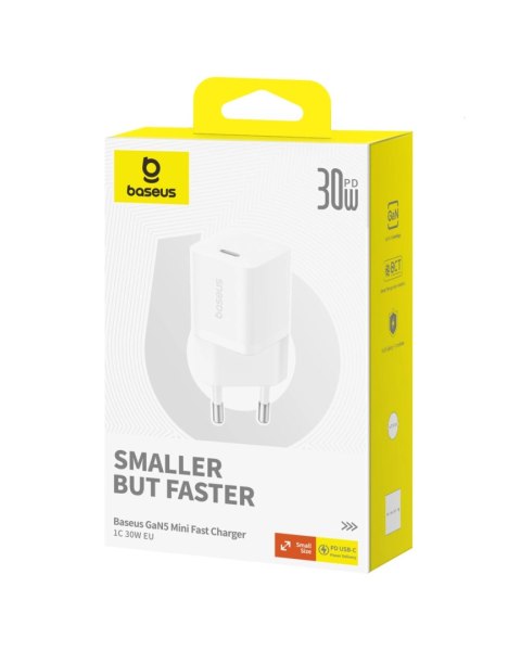 Miniładowarka sieciowa Baseus GaN5 30W USB-C - biała