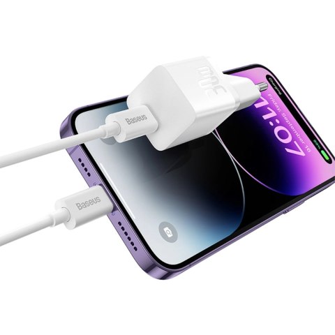 Miniładowarka sieciowa Baseus GaN5 30W USB-C - biała