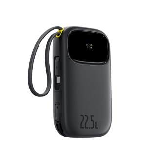 Powerbank Baseus EnerFill FC31 10000mAh 22.5W z wyświetlaczem cyfrowym i 2 wbudowanymi kablami (USB-C + Lightning) - czarny